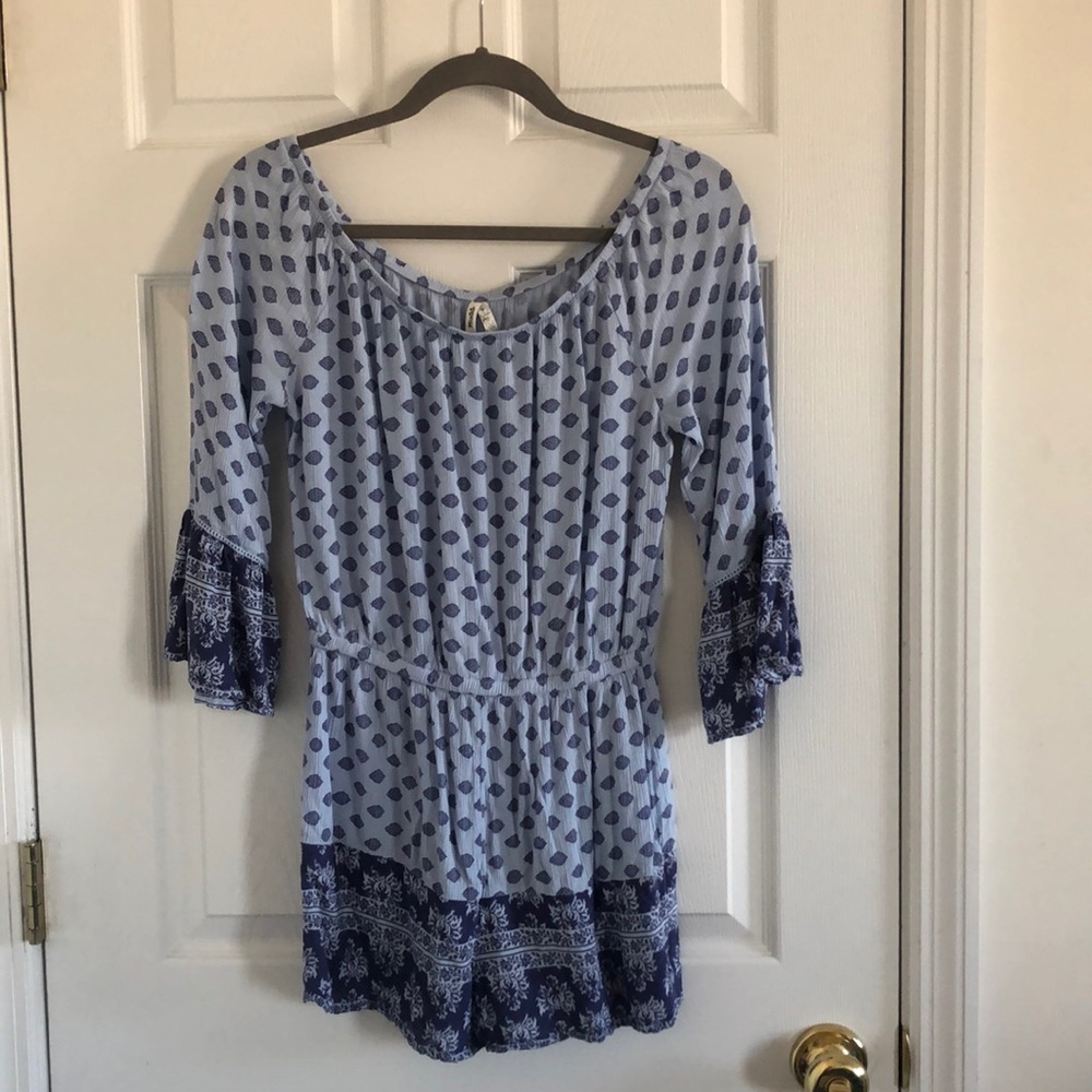 Blue Patterned Romper.